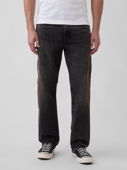 Siyah Relaxed Straight Jean Pantolon