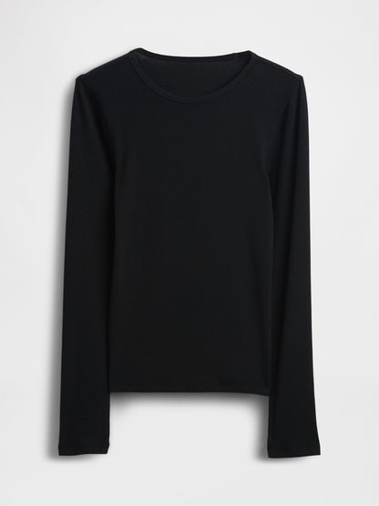 Siyah Modern Fitilli T-shirt