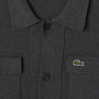 Lacoste Erkek Classic Fit Polo Yaka Gri Hırka