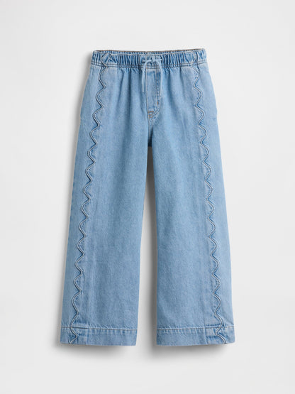 Açık Mavi High Rise Stride Easy Wide-leg Ankle Jean Pantolon