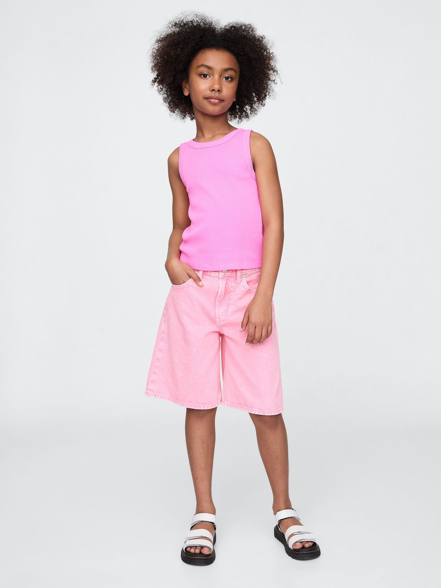 Pembe Kids Mid Rise Longline Denim Şortlar