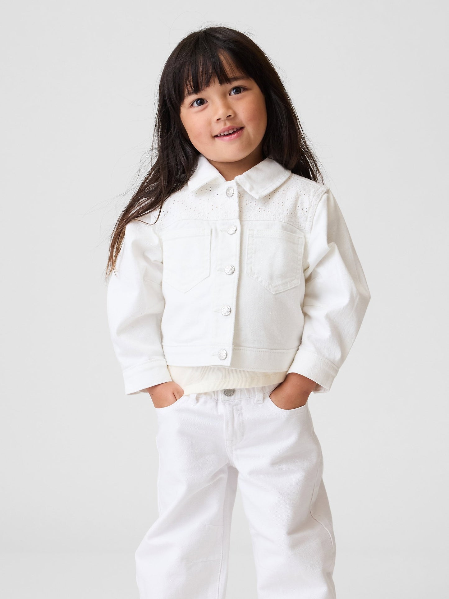 Beyaz Eyelet Denim Ceket