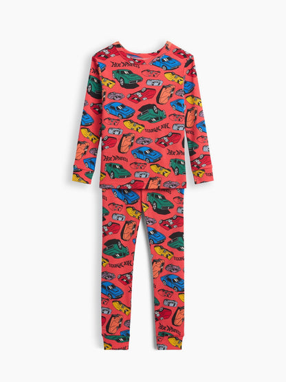 Kırmızı Hot Wheels Baskılı Pijama Takımı