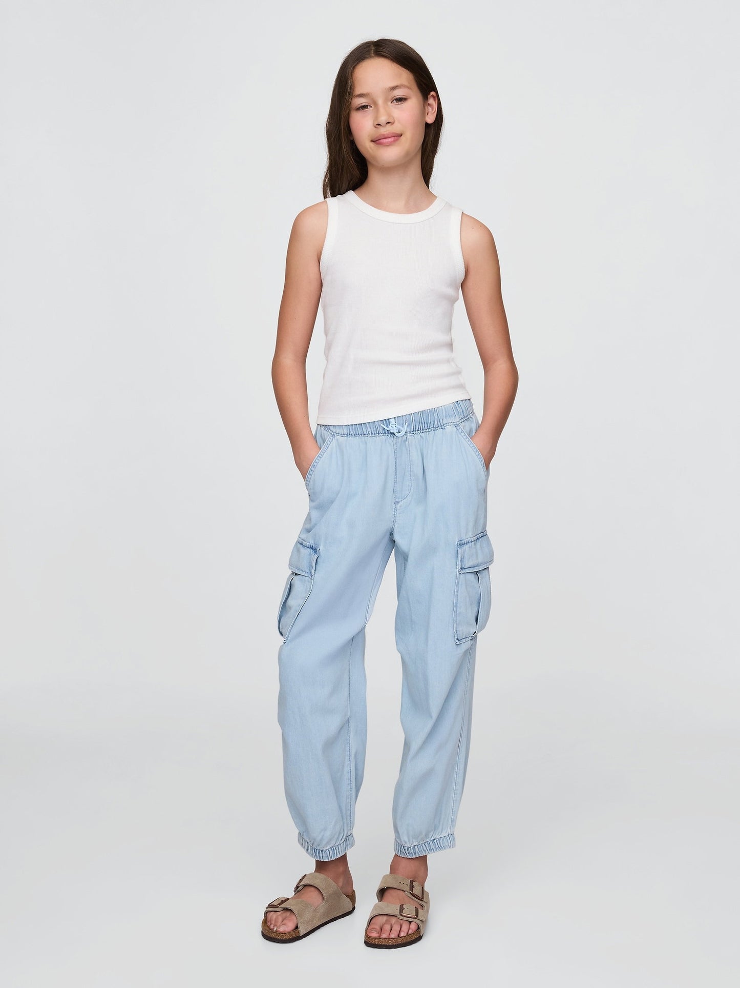 Açık Mavi Pull-on Kargo Paraşüt Pantolon