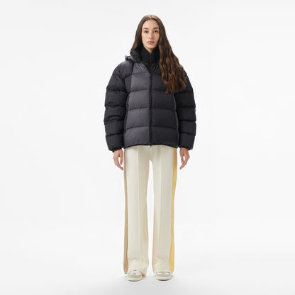 Lacoste Kadın Kapüşonlu Renk Bloklu Siyah Mont