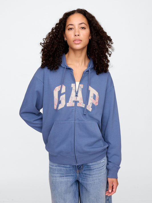 Koyu Mavi Gap Logo Relaxed Fermuarlı Sweatshirt