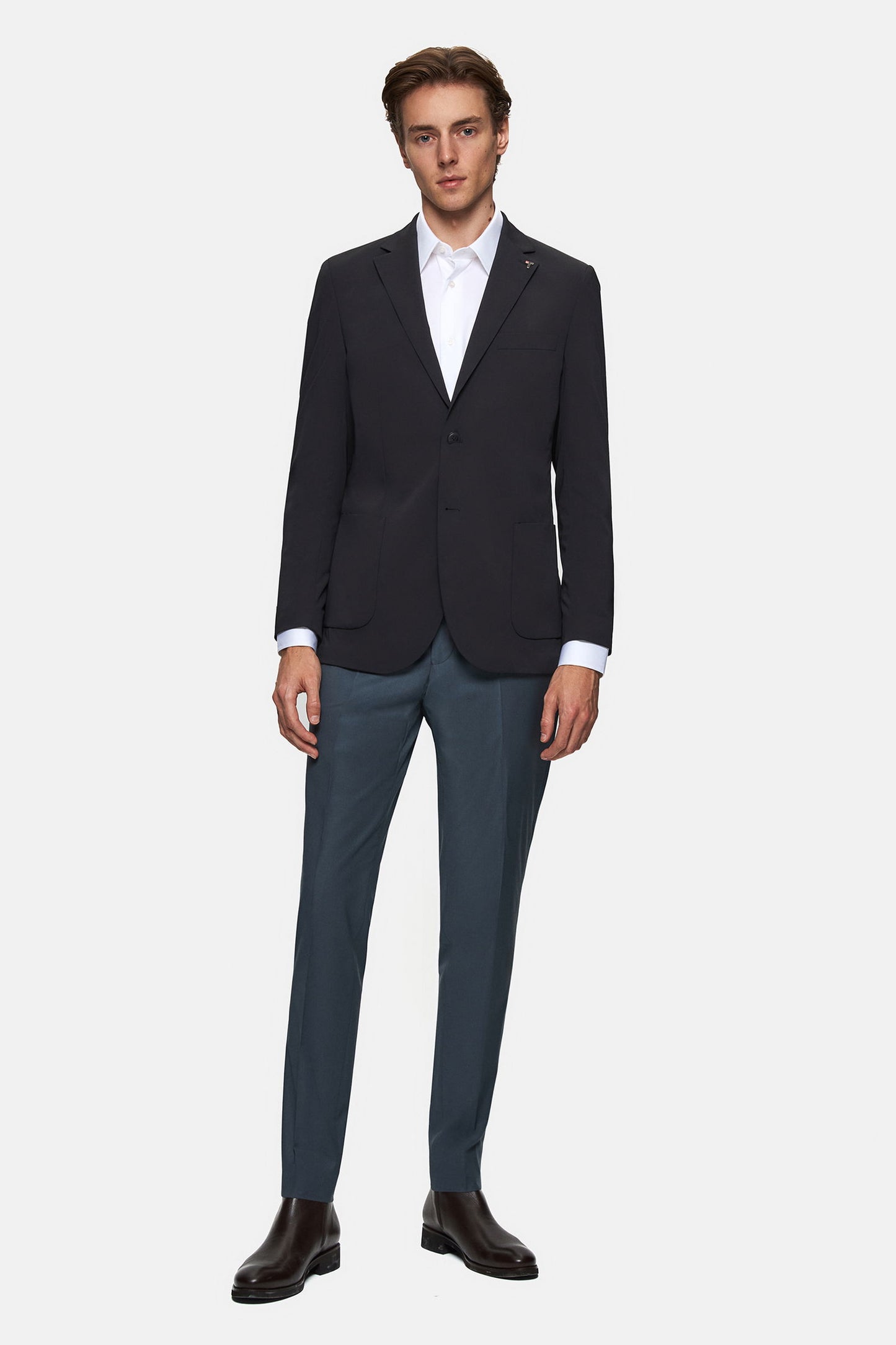 Tween Slim Fit Siyah Düz Kumaş Ceket