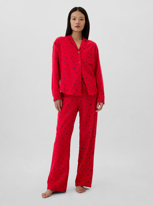 Kırmızı Desenli Flannel Pijama Altı