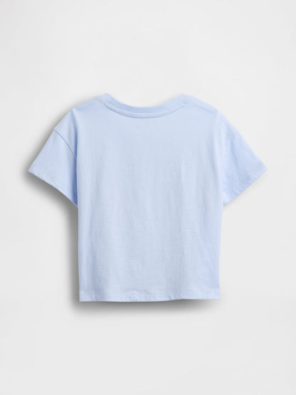 Açık Mavi Grafik Baskılı T-shirt