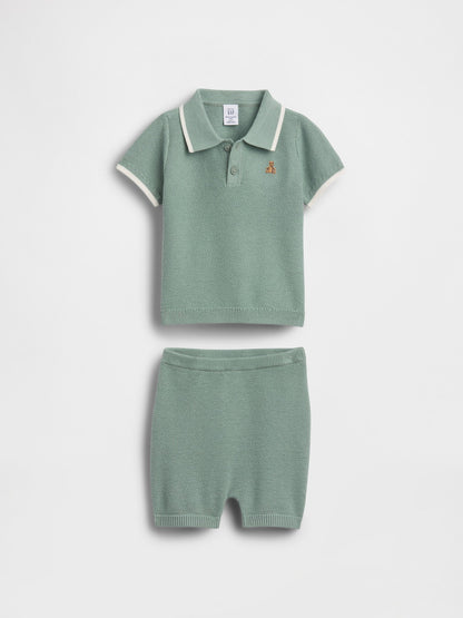 Yeşil Triko Polo Outfit Set
