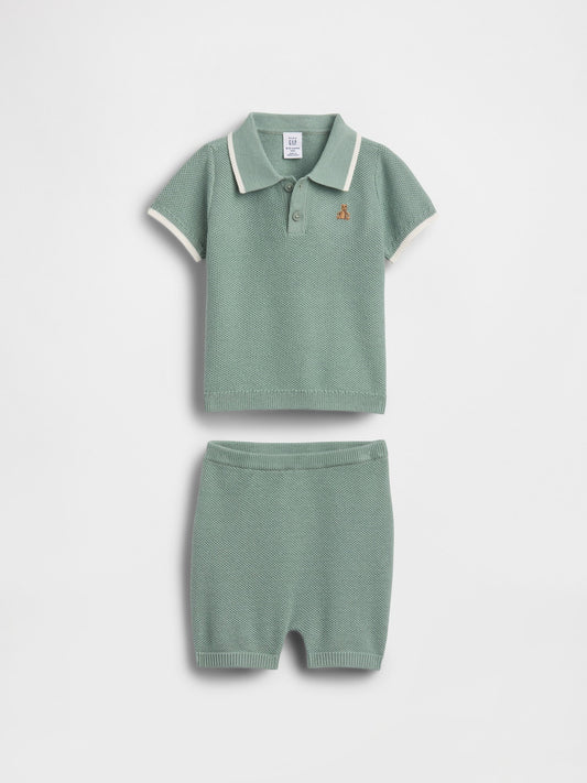 Yeşil Triko Polo Outfit Set
