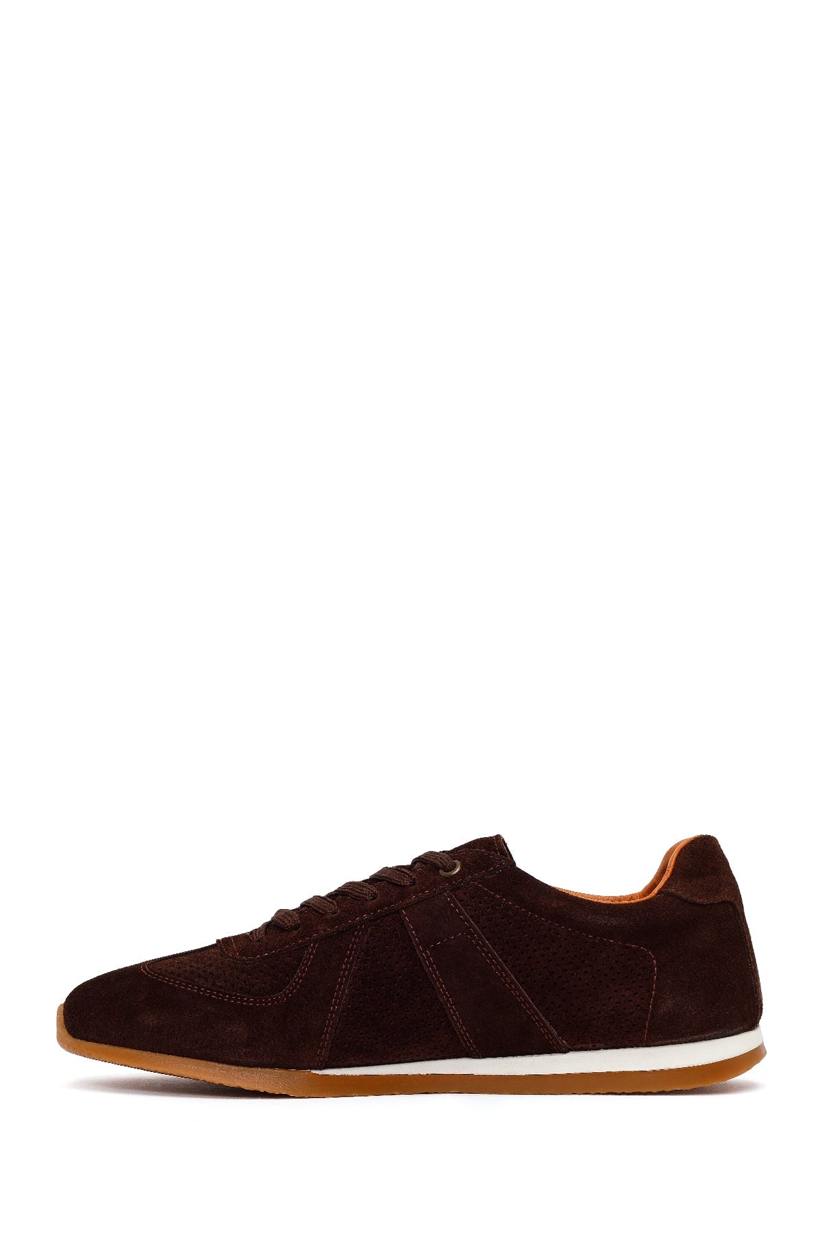 Erkek Kahverengi Bağcıklı Süet Deri Sneaker