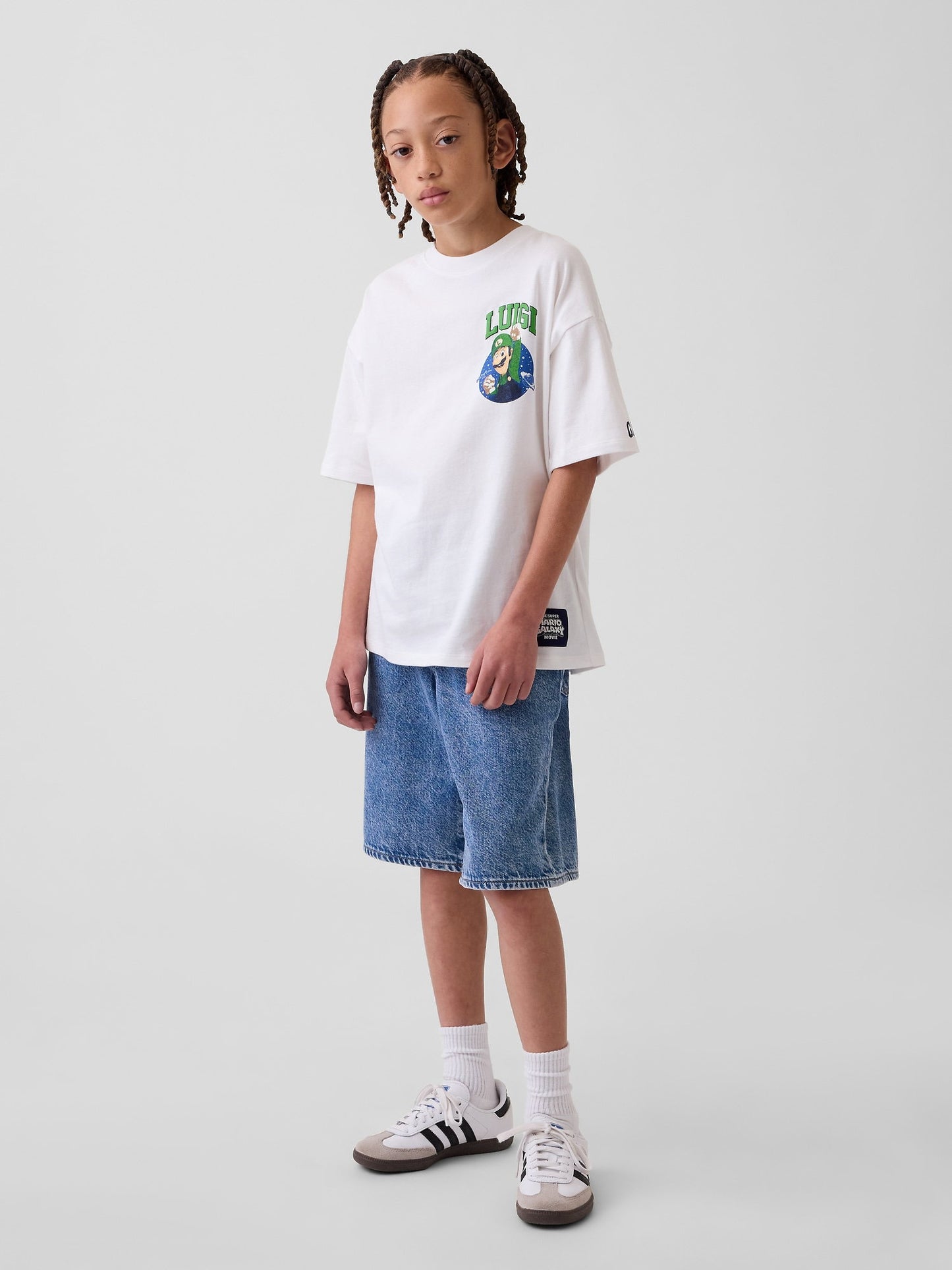 Beyaz Süper Mario Relaxed Grafik Baskılı T-shirt