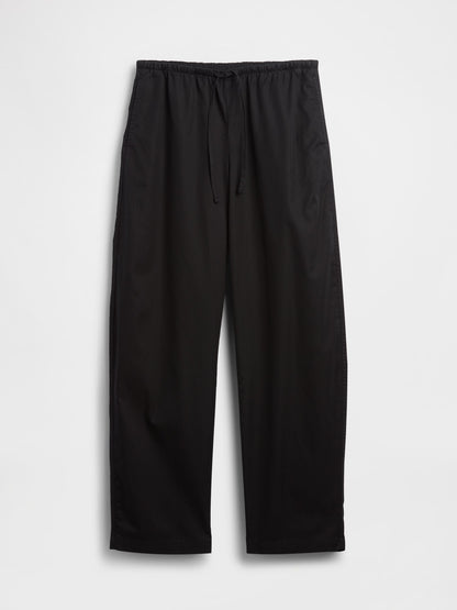 Siyah Poplin Easy Barrel Pantolon