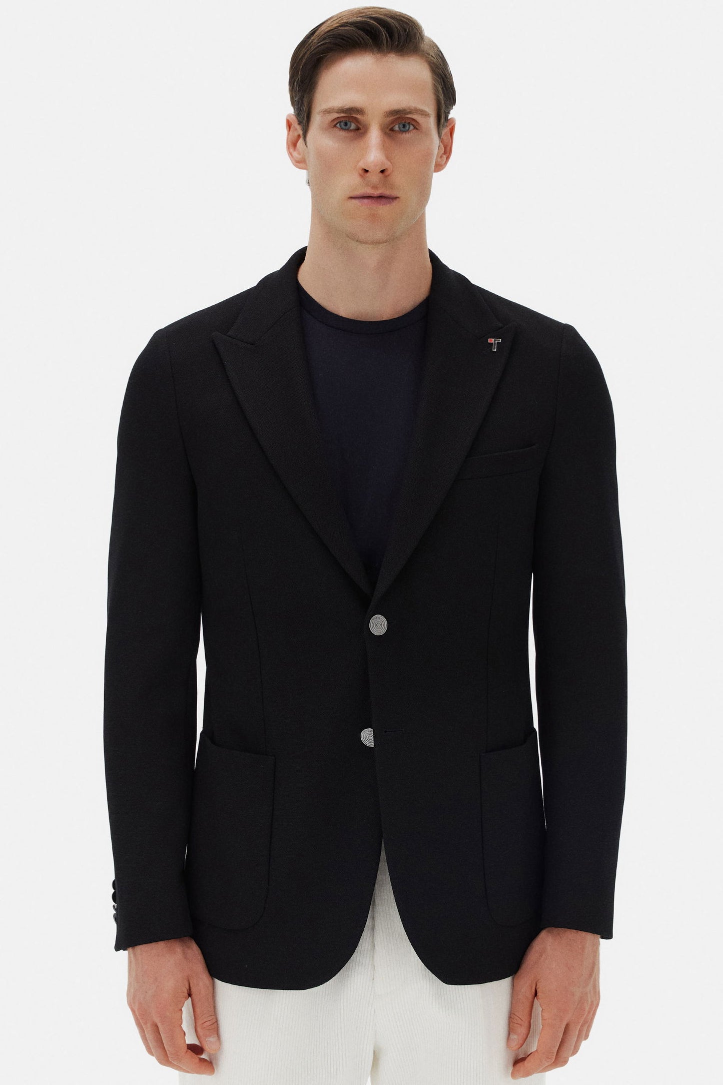 Tween Slim Fit Siyah Diyogonal Kumaş Ceket