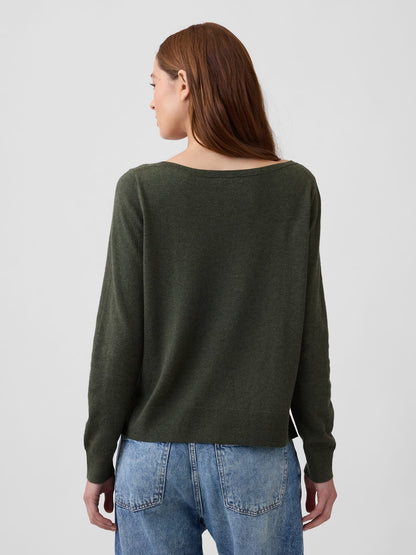 Haki Relaxed Jersey Boatneck Kazak