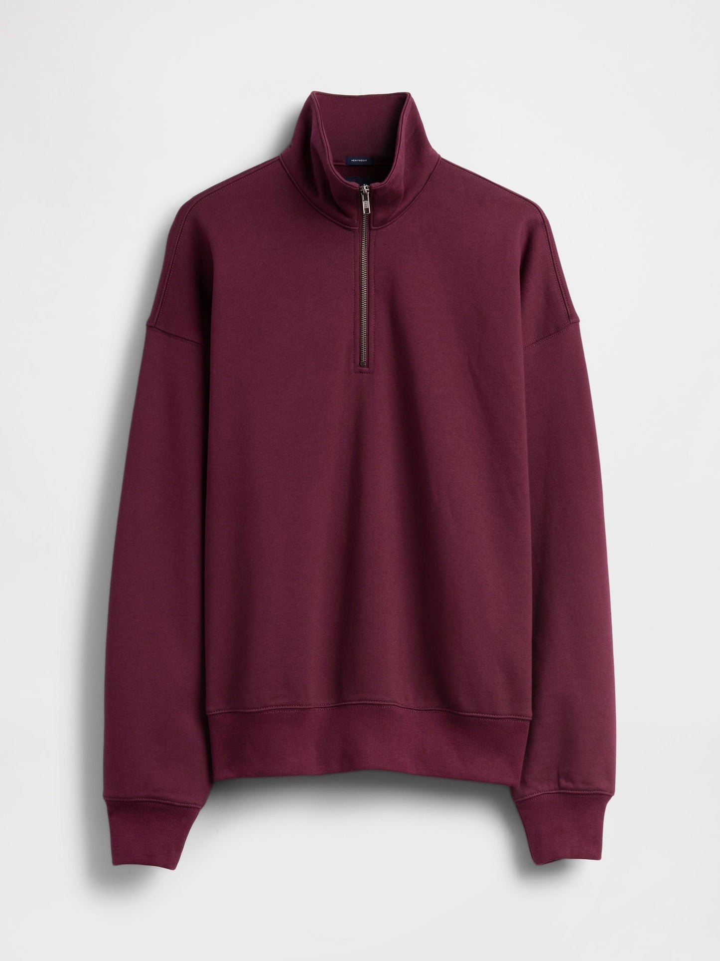 Bordo Heavyweight Oversized Yarım Fermuarlı Pullover