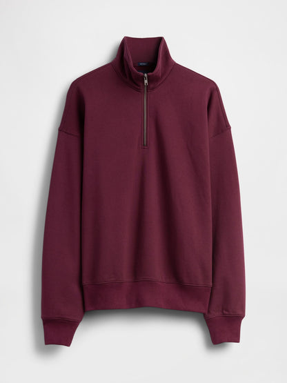 Bordo Heavyweight Oversized Yarım Fermuarlı Pullover