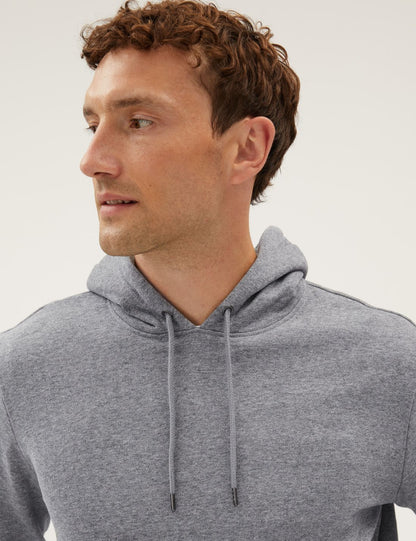 Saf Pamuklu Kapüşonlu Sweatshirt
