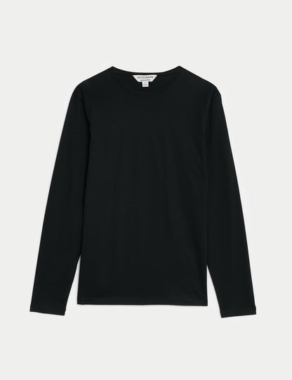 Saf Supima Pamuklu Uzun Kollu T-shirt
