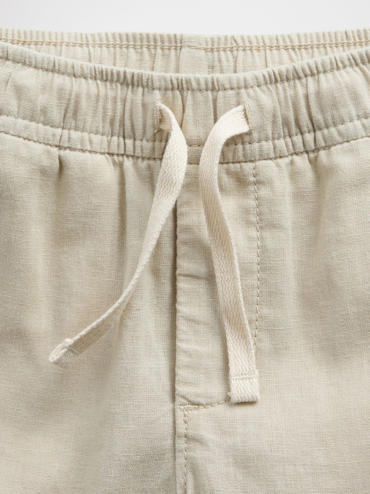 Bej Pull-on Tapered Keten Karışımı Pantolon