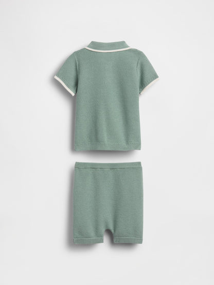 Yeşil Triko Polo Outfit Set