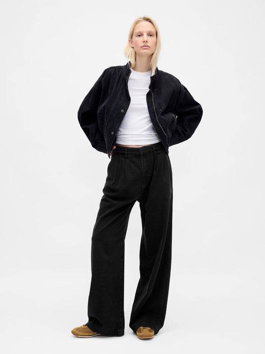 Siyah 365 Yüksek Bel Ultrasoft Pileli Denim Pantolon