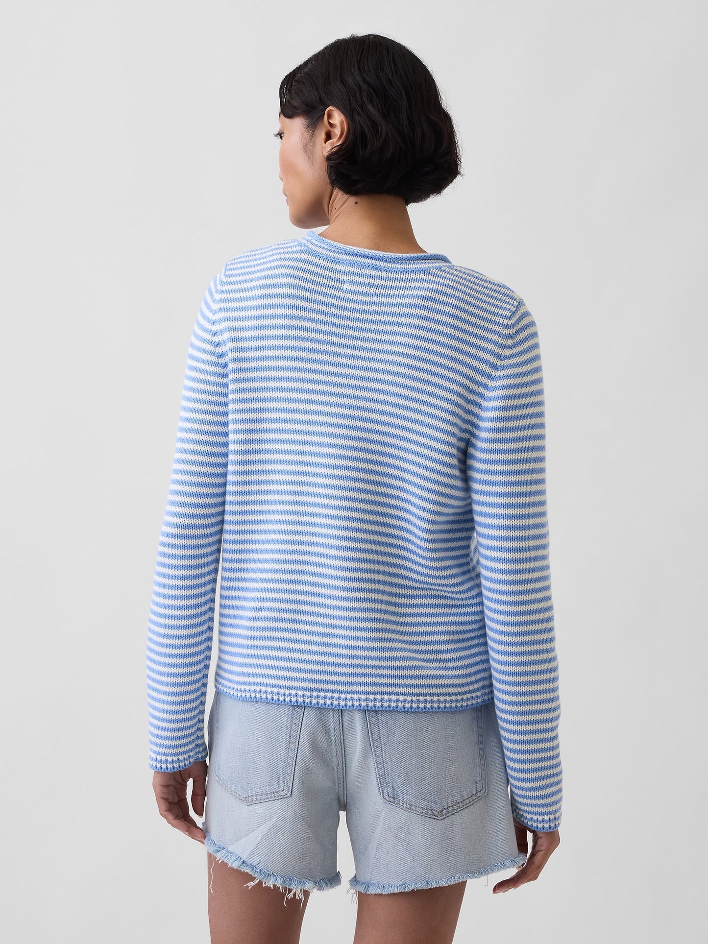 Açık Mavi 100% Pamuk Rollneck Kazak