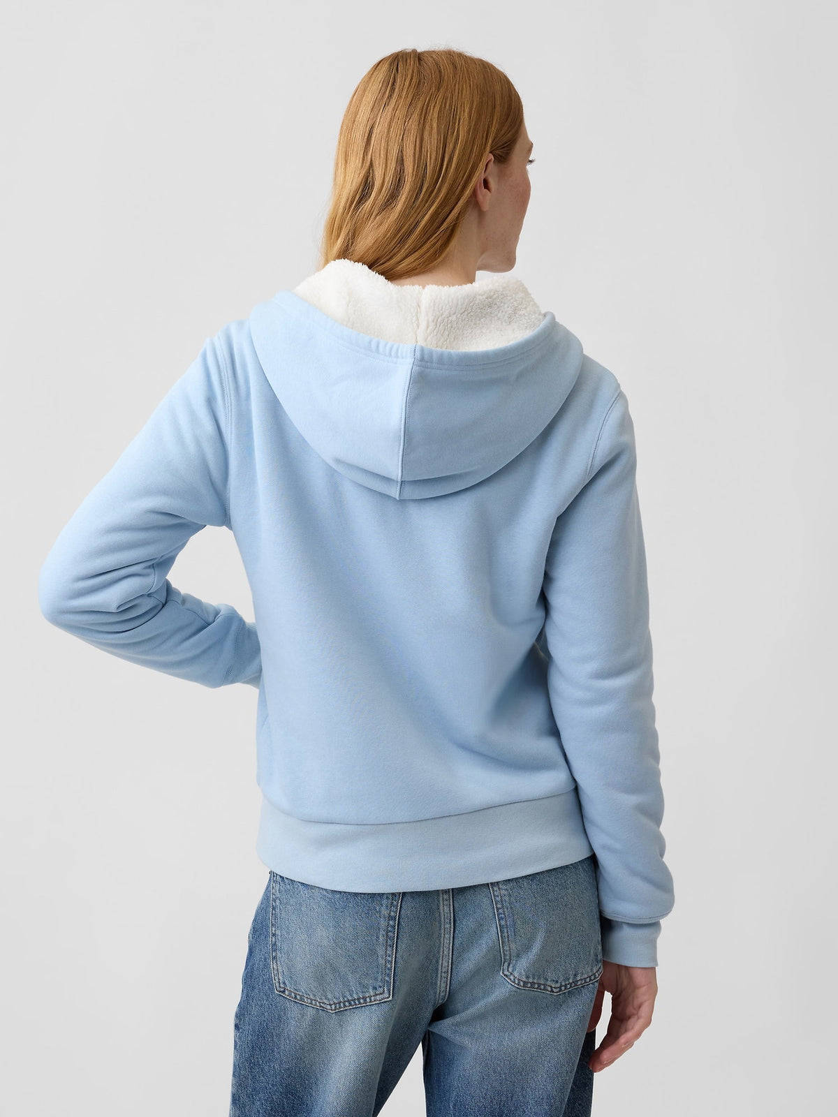 Açık Mavi Relaxed Gap Logo Sherpa-astarlı Fermuarlı Sweatshirt
