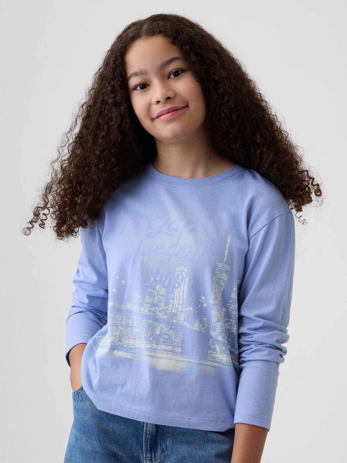 Açık Mavi Logo Grafik Baskılı T-shirt