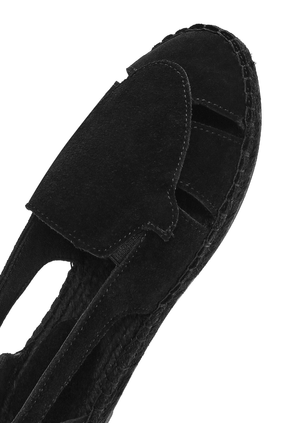 Kadın Siyah Süet Deri Espadril Sandalet