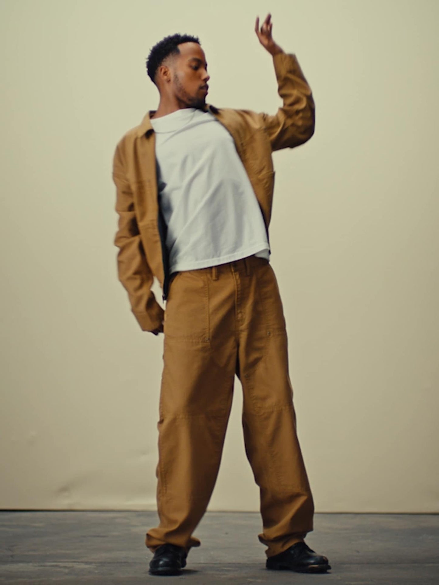 Kahverengi Double-knee Utility Baggy Jean Pantolon
