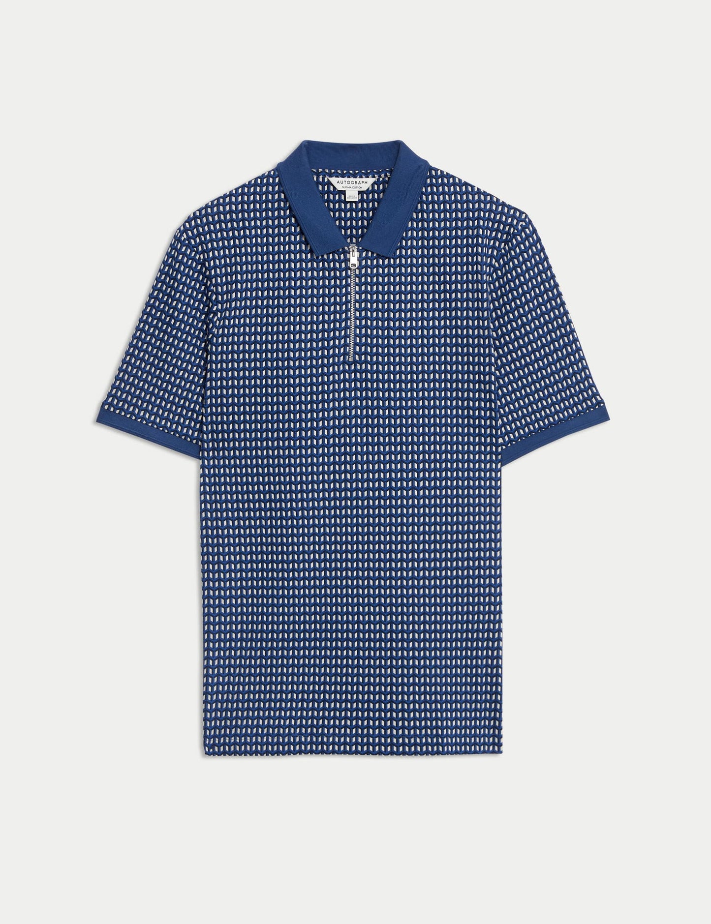 Saf Pamuklu Yarı Fermuarlı Polo Yaka T-shirt