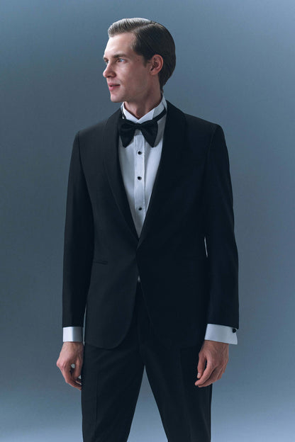 Damat Slim Fit Siyah Düz Damatlık &amp; Smokin Takim