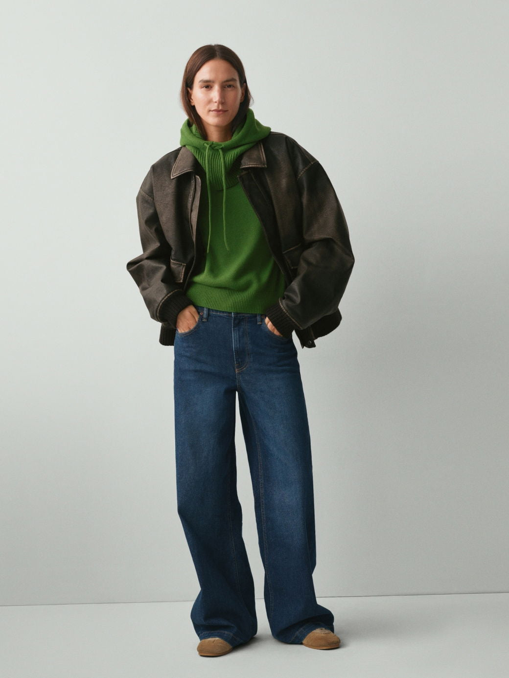 Koyu Mavi High Rise Stride Wide-leg Jean Pantolon