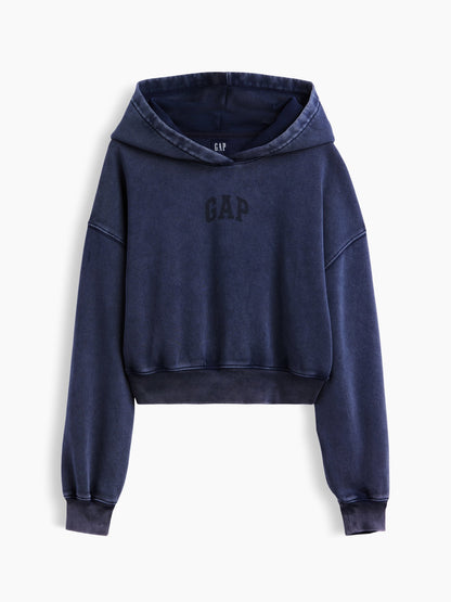 Lacivert Vintagesoft Crop Logo Sweatshirt