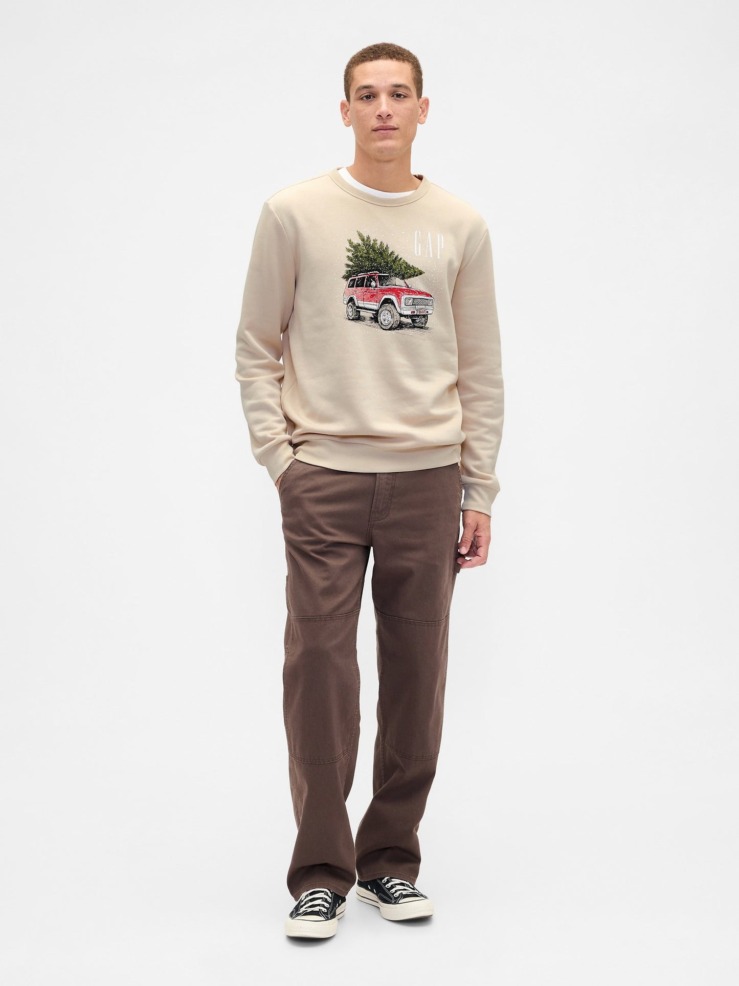 Bej Gap Logo Fleece Sweatshirt