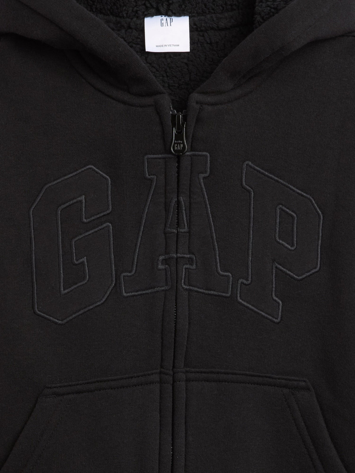 Siyah Sherpa Astarlı Logo Fermuarlı Sweatshirt
