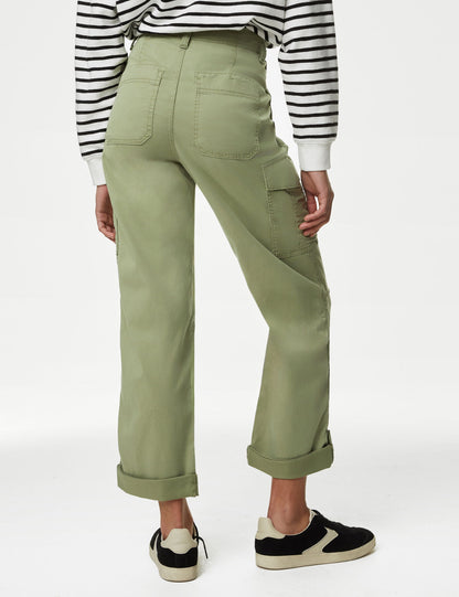 Lyocell™ Straight Leg Crop Kargo Pantolon