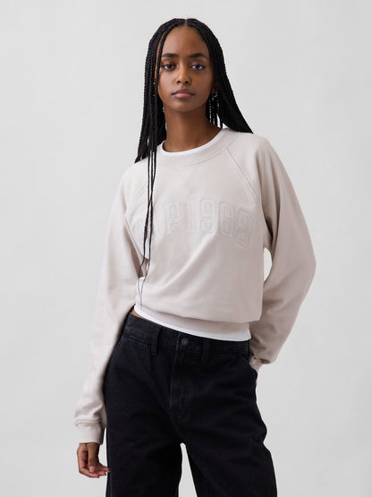 Koyu Yeşil Fransız Havlu Kumaş Raglan Logo Sweatshirt