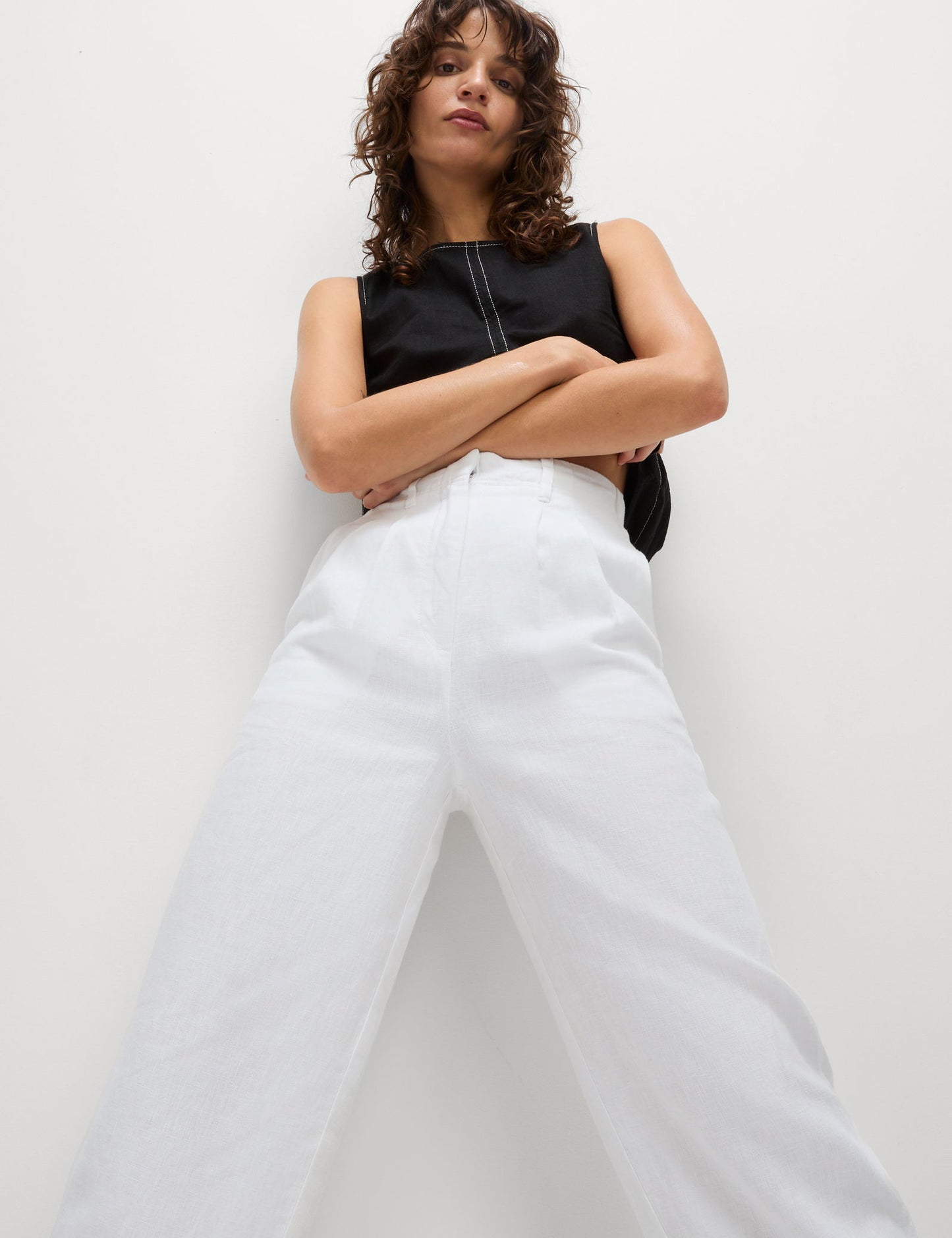 Saf Keten Tapered Pantolon