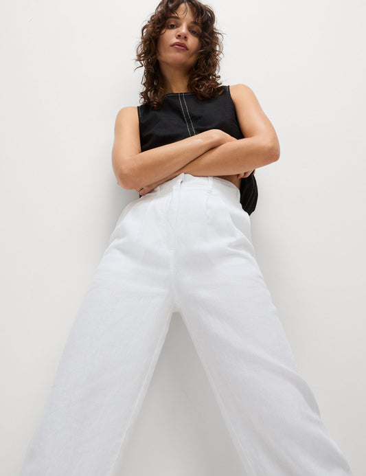 Saf Keten Tapered Pantolon