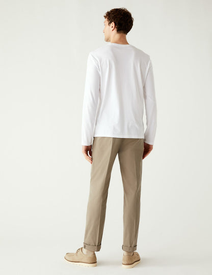 Regular Fit Hafif Dokulu Chino Pantolon