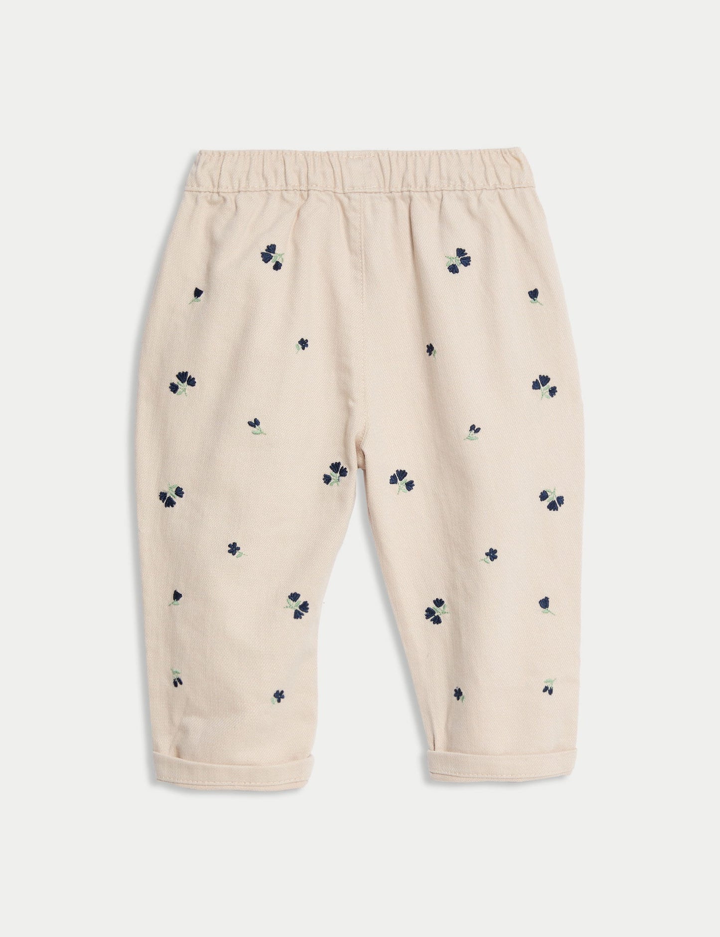 Pamuklu Çiçek Nakışlı Pantolon (0–6 Yaş)