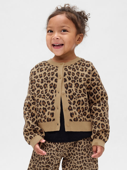 Kahverengi Leopar Desenli Hırka