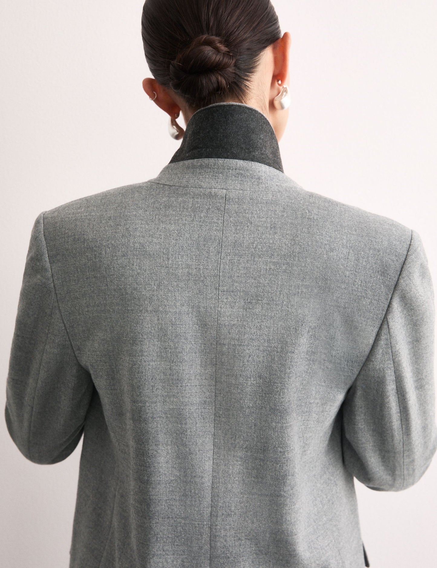 Yün Karışımlı Rahat Kruvaze Blazer Ceket