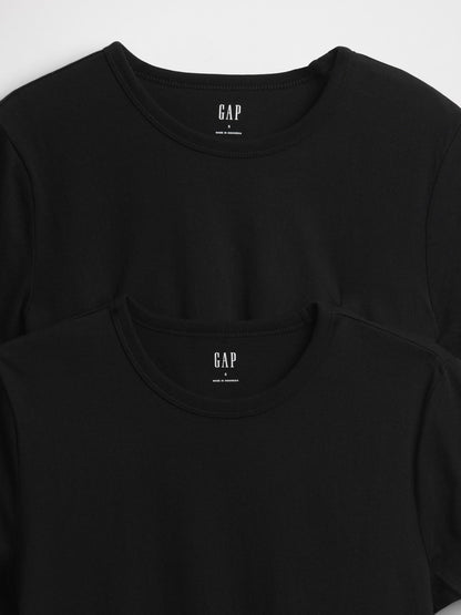 Siyah 2'li Bisiklet Yaka T-shirt