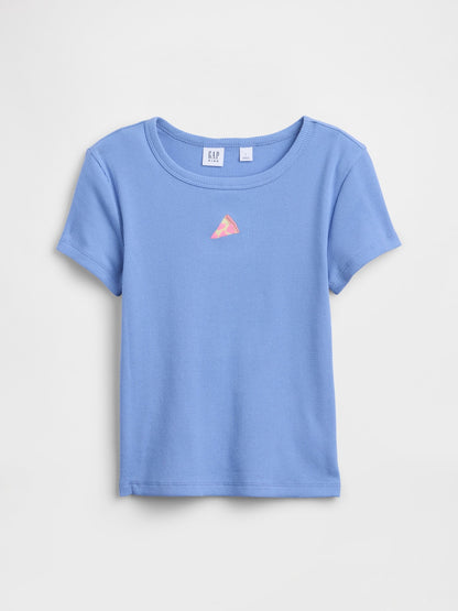 Açık Mavi Fitilli Bisiklet Yaka T-shirt