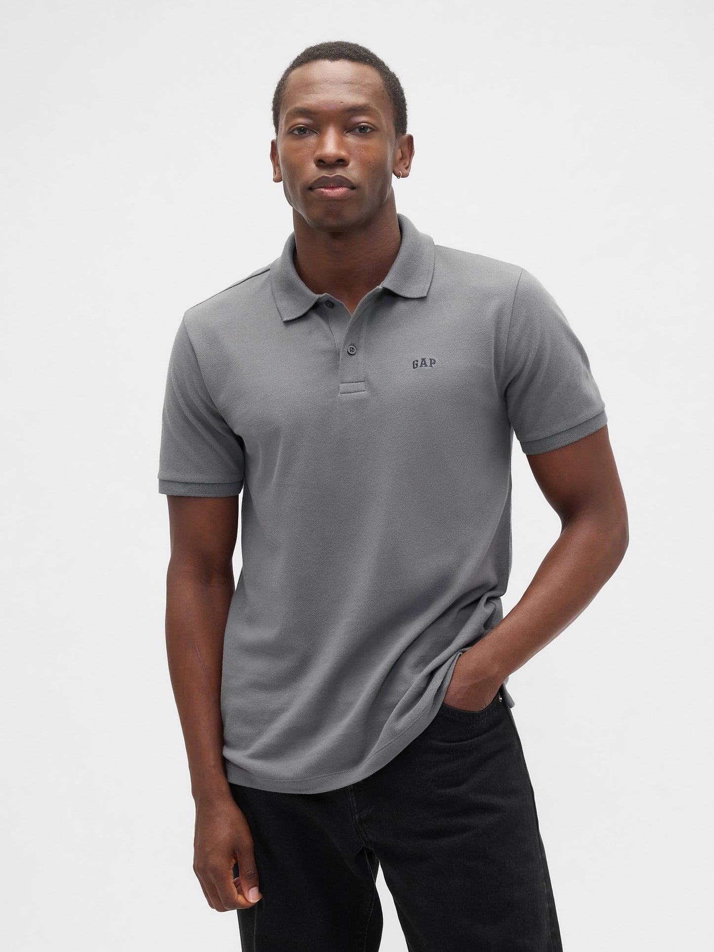 Siyah Stretch Pique Polo T-shirt (3’lü)