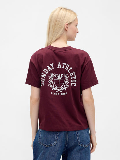 Bordo Relaxed Grafik Logo T-shirt